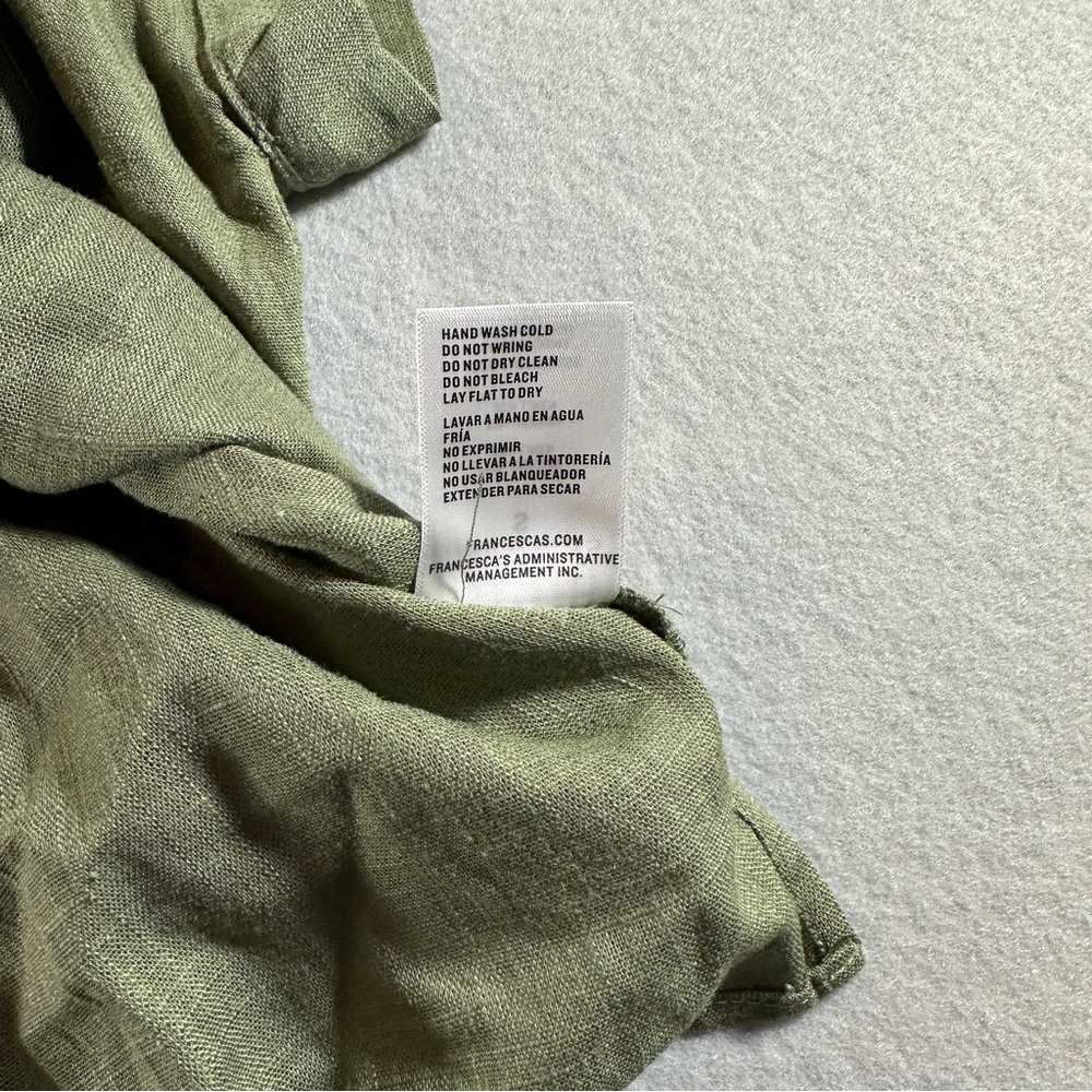 Miami for Francesca’s Women’s Small Green Button‎ Down Viscose/Linen Blend NWT - Picture 6 of 8